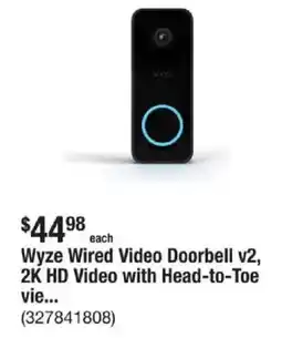 The Home Depot Wyze Wired Video Doorbell v2, 2K HD Video with Head-to-Toe vie... offer