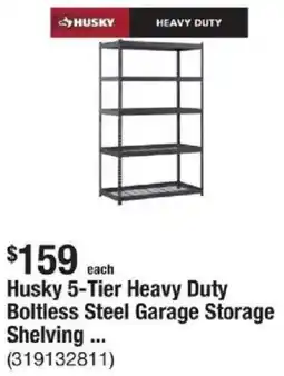 The Home Depot Husky 5-Tier Heavy Duty Boltless Steel Garage Storage Shelving ... offer