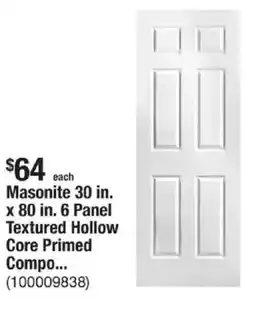 The Home Depot Masonite 30 in. x 80 in. 6 Panel Textured Hollow Core Primed Compo... offer