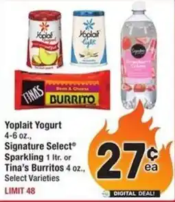 Albertsons Yoplait Yogurt, signature select sparkling tina's burritos offer