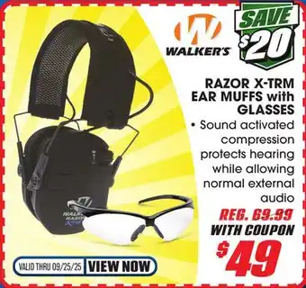 Big 5 Walkers Game Ear Razor X-TRM Ear Muffs with Glasses offer