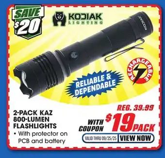 Big 5 Kodiak Kaz 800 Lumens Rechargeable Flashlights - 2-Pack offer