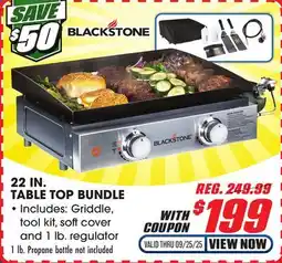 Big 5 Blackstone 22 Gas Tabletop 2-Burner Griddle Bundle offer
