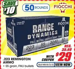 Big 5 Fiocchi Shooting Dynamics .223 Remington Ammunition offer