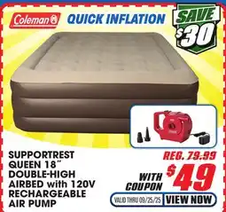 Big 5 Coleman SupportRest Queen 18 Double High Airbed with 120V Rechargeable Air Pump offer