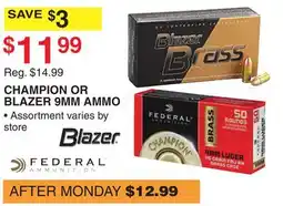 Dunham's Sports CHAMPION OR BLAZER 9MM AMMO offer