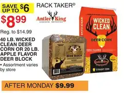Dunham's Sports 40 LB. WICKED CLEAN DEER CORN OR 20 LB. APPLE FLAVOR DEER BLOCK offer