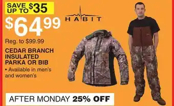 Dunham's Sports CEDAR BRANCH INSULATED PARKA OR BIB offer