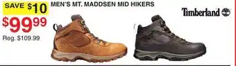 Dunham's Sports TIMBERLAND MEN'S MT. MADDSEN MID HIKERS offer
