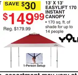 Dunham's Sports 13' X 13' EASYLIFT 170 INSTANT CANOPY offer