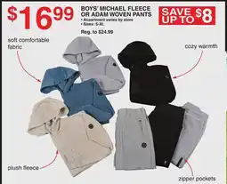 Dunham's Sports BOYS' MICHAEL FLEECE OR ADAM WOVEN PANTS offer