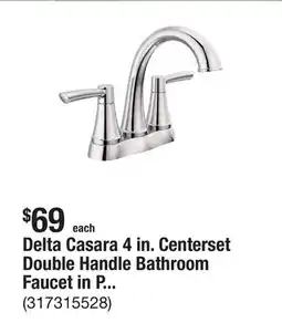 The Home Depot Delta Casara 4 in. Centerset Double Handle Bathroom Faucet in Polished Chrome offer