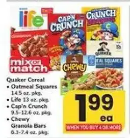 Safeway Quaker Cereal & Chewy Granola Bars offer