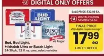 Safeway Bud, Bud Light, Michelob Ultra or Busch Light offer