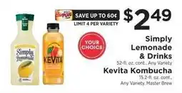 ShopRite Simply Lemonade & Drinks, Kevita Kombucha offer