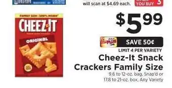 ShopRite Cheez-It Snack Crackers Family Size offer