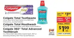 ShopRite Colgate Total Toothpaste, Colgate Total Mouthwash or Colgate 360° Total Advanced Toothbrush offer
