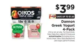 ShopRite Dannon Greek Yogurt 4-Pack offer