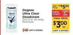ShopRite Degree Ultra Clear Deodorant offer