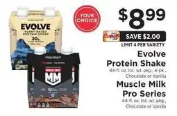 ShopRite Evolve Protein Shake / Muscle Milk Pro Series offer