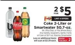 ShopRite Coke 2-Liter or Smartwater 50.7-oz offer