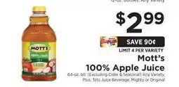 ShopRite Mott's 100% Apple Juice offer