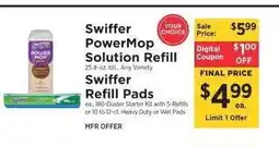 ShopRite Swiffer PowerMop Solution Refill / Swiffer Refill Pads offer