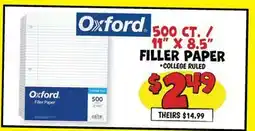 Ollie's Oxford 500 CT. / 11 x 8.5 FILLER PAPER offer