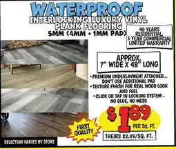 Ollie's WATERPROOF INTERLOCKING LUXURY VINYL PLANK FLOORING offer