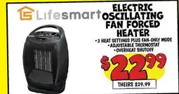 Ollie's Lifesmart ELECTRIC OSCILLATING FAN FORCED HEATER offer
