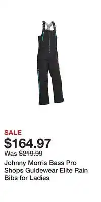 Cabela's Johnny Morris Bass Pro Shops Guidewear Elite Rain Bibs for Ladies offer