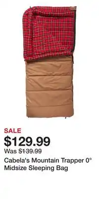 Cabela's Cabela's Mountain Trapper 0° Midsize Sleeping Bag offer