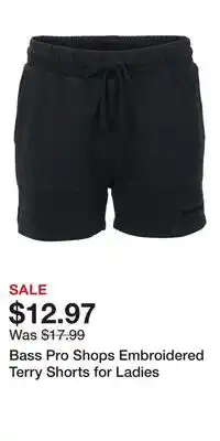 Cabela's Bass Pro Shops Embroidered Terry Shorts for Ladies offer