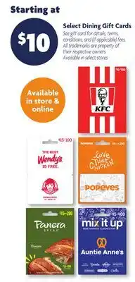 Family Dollar Select Dining Gift Cards offer