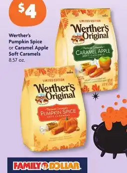 Family Dollar Werther's Pumpkin Spice or Caramel Apple Soft Caramels offer