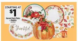 Dollar General Harvest Party Plates or Napkins offer