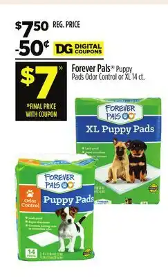 Dollar General Forever Pals Puppy Pads Odor Control or XL offer