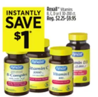 Dollar General Rexall Vitamins B, C, D or E offer