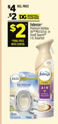 Dollar General Febreze Premium Holiday Air Mist offer