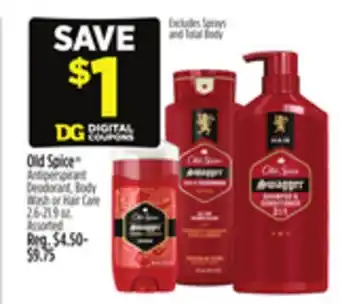 Dollar General Old Spice Antiperspirant Deodorant, Body Wash or Hair Care offer