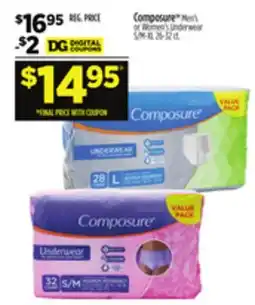 Dollar General Composure Men's or Women's Underwear offer