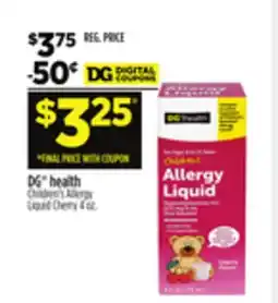 Dollar General DG health Children's Allergy Liquid Cherry offer