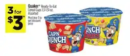 Dollar General Quaker Ready-To-Eat Cereal Cups offer