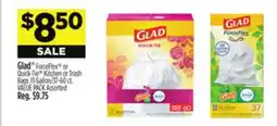 Dollar General Glad ForceFlex or Quick-Tie Kitchen or Trash Bags offer