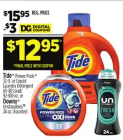 Dollar General Tide Power Pods or Liquid Laundry Detergent or Downy Unstopables offer