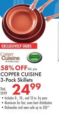 Boscov's COPPER CUISINE 3-Pack Skillets offer