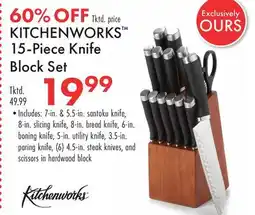 Boscov's KITCHENWORKS 15-Piece Knife Block Set offer