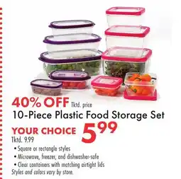Boscov's 10-Piece Plastic Food Storage Set offer