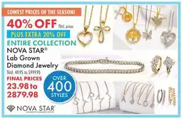 Boscov's ENTIRE COLLECTION NOVA STAR Lab Grown Diamond Jewelry offer