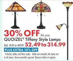 Boscov's QUOIZEL Tiffany Style Lamps offer